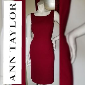 NWOT Ann Taylor Wool Sheath Dress in Ruby